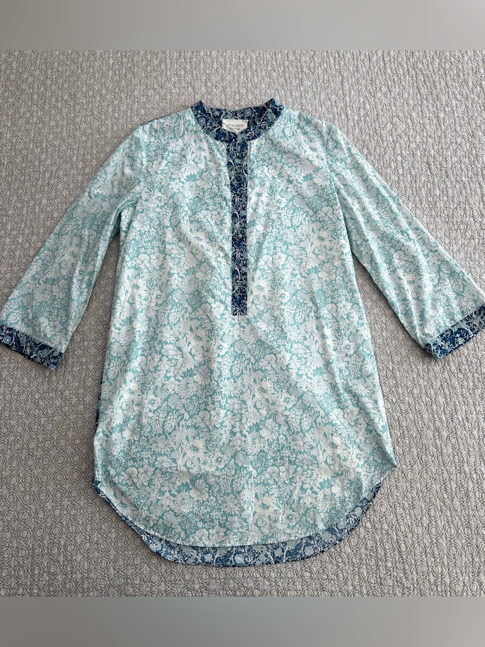 Tuckernuck Hyacinth House Gracelynn Tunic Dress Blue Aqua Floral Print Size S - Picture 5 of 12